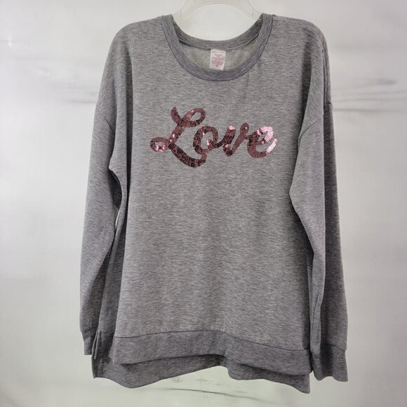 No Boundaries LOVE Sequin Women’s Pullover Sweatshirt – Size Large or 2XL - Picture 2 of 16